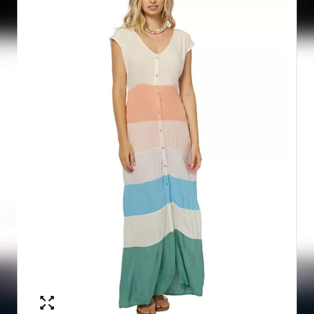 O'Neill Gemma tiered color-block maxi dress made of 100% viscose XS